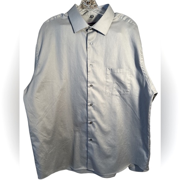 Geoffrey Beene Dress Shirt Cotton Blend Solid Gray Size 18 36/37 - Picture 3 of 7